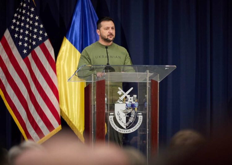 Prezydent Ukrainy Wołodymyr Zełenski podczas wizyty w Stanach Zjednoczonych, 11 grudnia 2023 roku, aut. president.gov.ua