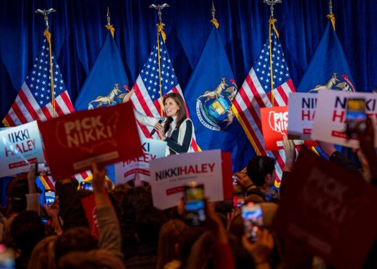 Nikki Haley podczas wiecu wyborczego, aut. @NikkiHaley z platformy X.