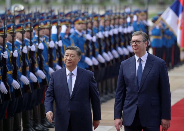 Wizyta prezydenta Chin Xi Jinpinga (z lewej) u prezydenta Serbii Aleksandara Vučića (z prawej), 8 maja 2024 roku, aut. mod.gov.rs