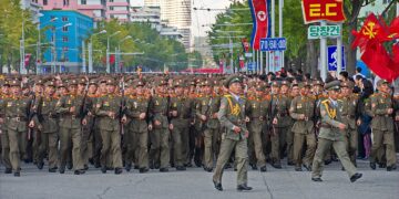 Żołnierze północnej Korei podczas parady w 2015 roku fot. Wikimedia