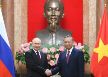 Prezydent Rosji Władimir Putin (z lewej) i prezydent Wietnamu Tô Lâm (z prawej), 20 czerwca 2024 roku, Hanoi, aut. Kristina Kormilitsyna (”Rossiya Segodnya“) z en.kremlin.ru
