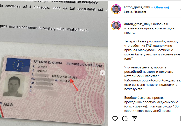 Dokumenty z błędnym państwem fot. instagram.com/anton_gross_italy/