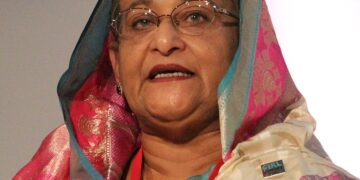 Sheikh Hasina - premier Bangladeszu w latach 1996–2001 i 2009–2024, z wikimedia.org